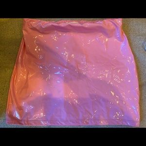 Pleather pink mini skirt
